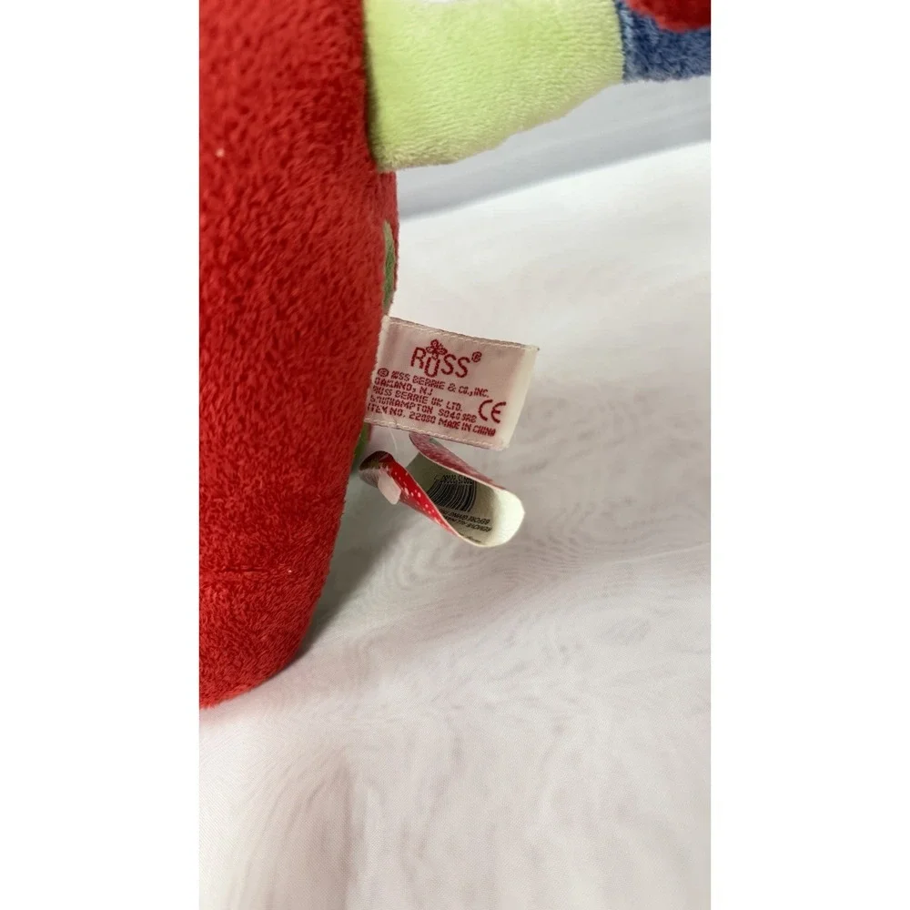 Russ Berrie Stuffed Toy Plush Cat Red Green Blue Yellow Kitty Scarf Curly Tail